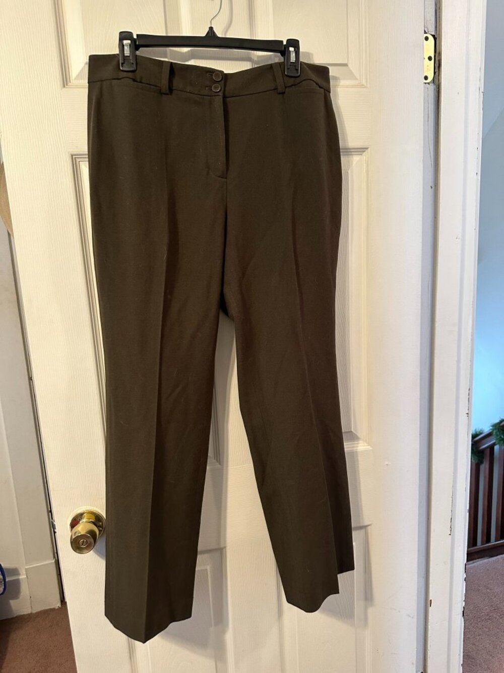 Talbots Olive Green Wool Blend Heritage Boot Cut Trouser.  Size 12 Petite.